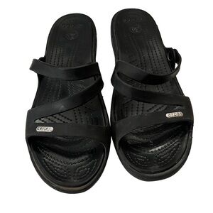 CROCS Patricia Wedge Strappy Slides Slip On Sandals Women’s size 9
